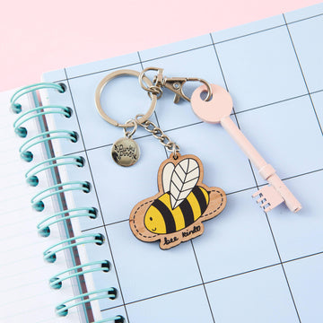 Punky Pins Bee Kind Wooden Eco Keyring