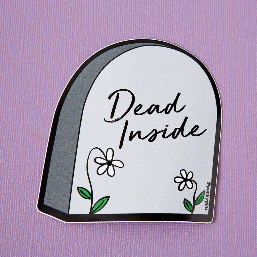 Punky Pins Dead Inside Tombstone Laptop Sticker