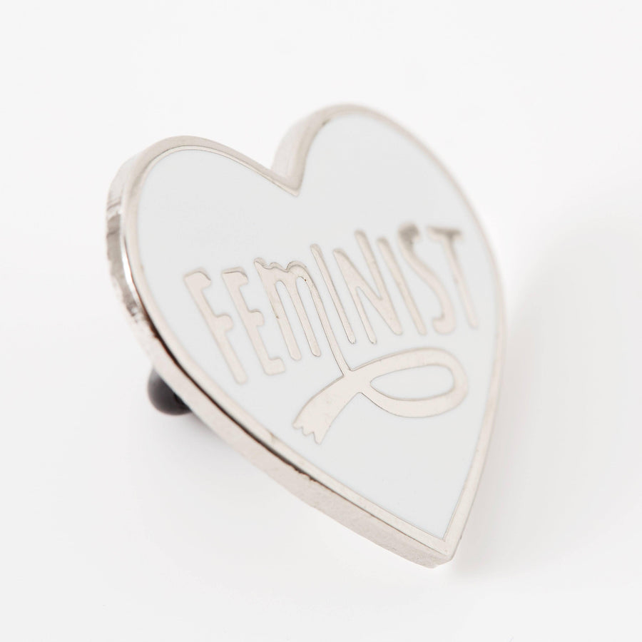 Punky Pins Feminist Heart White Enamel Pin - Limited Edition