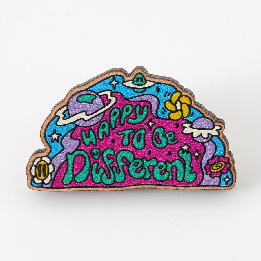 Punky Pins Happy To Be Different Wooden Eco Pin