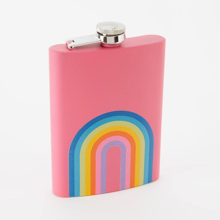 Punky Pins Retro Rainbow Hip Flask - Pink