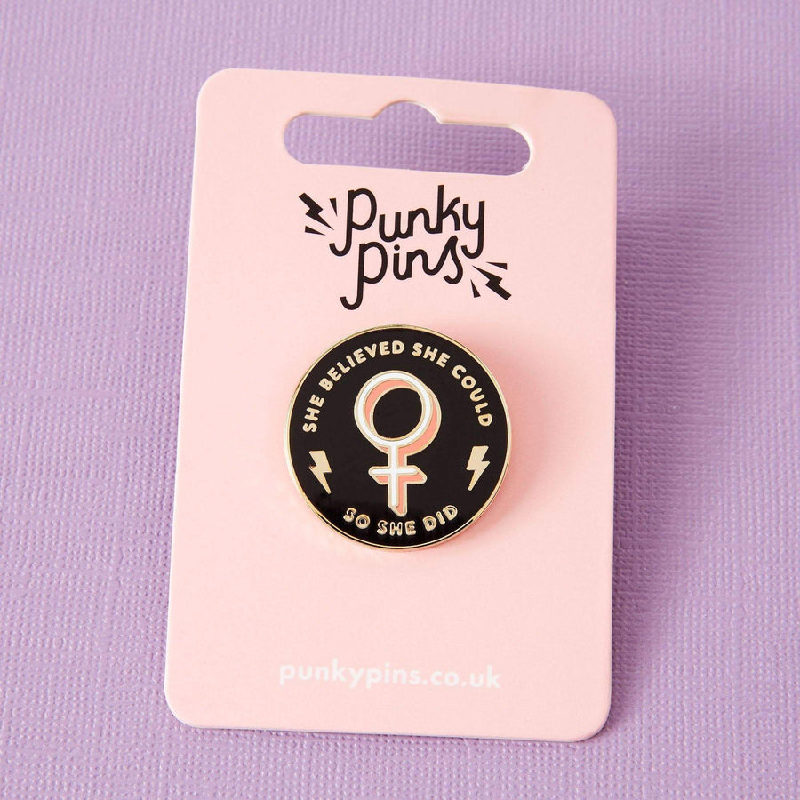 Punky Pins She Believed She Could So She Did Enamel Pin