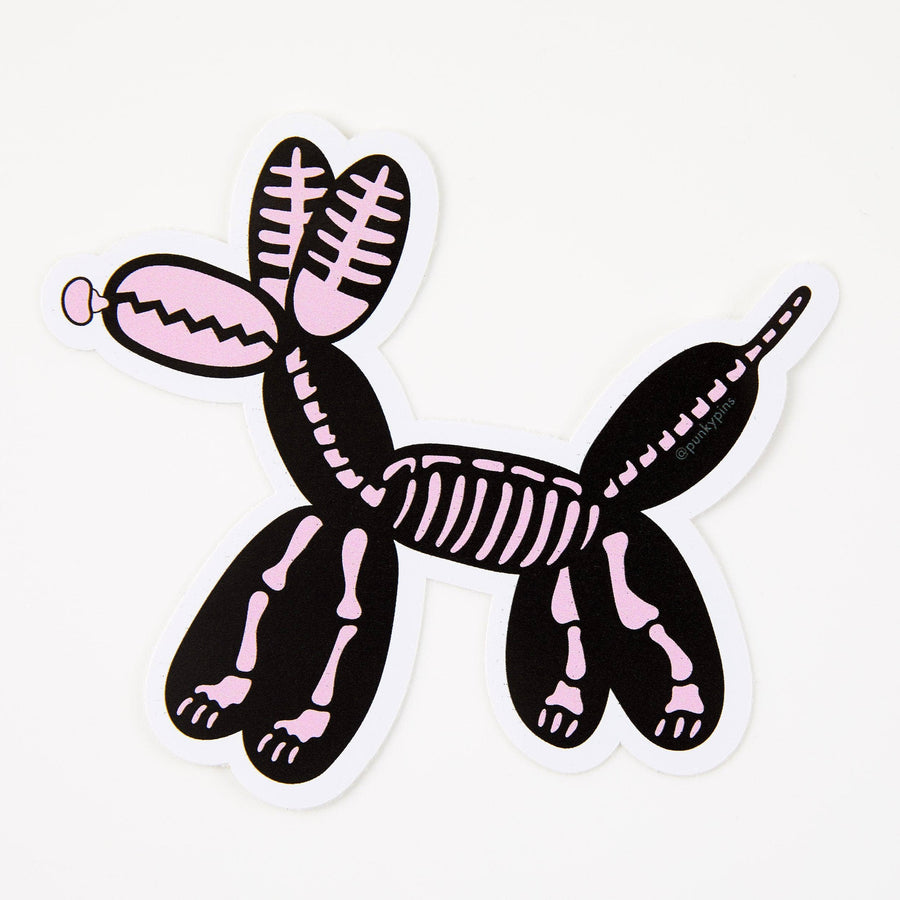 Punky Pins Skeleton Balloon Dog Vinyl Sticker