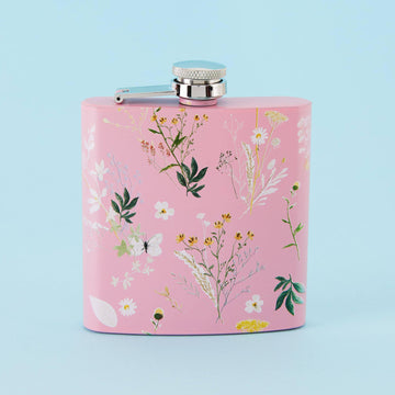 Punky Pins Spring Meadow Hip Flask - Square Light Pink