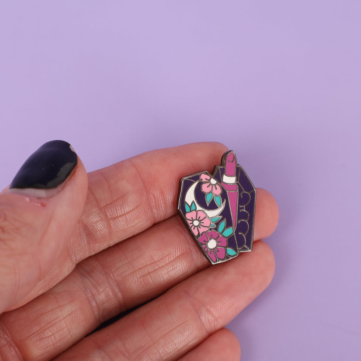 Flower Moon Lipstick Sample Enamel Pin