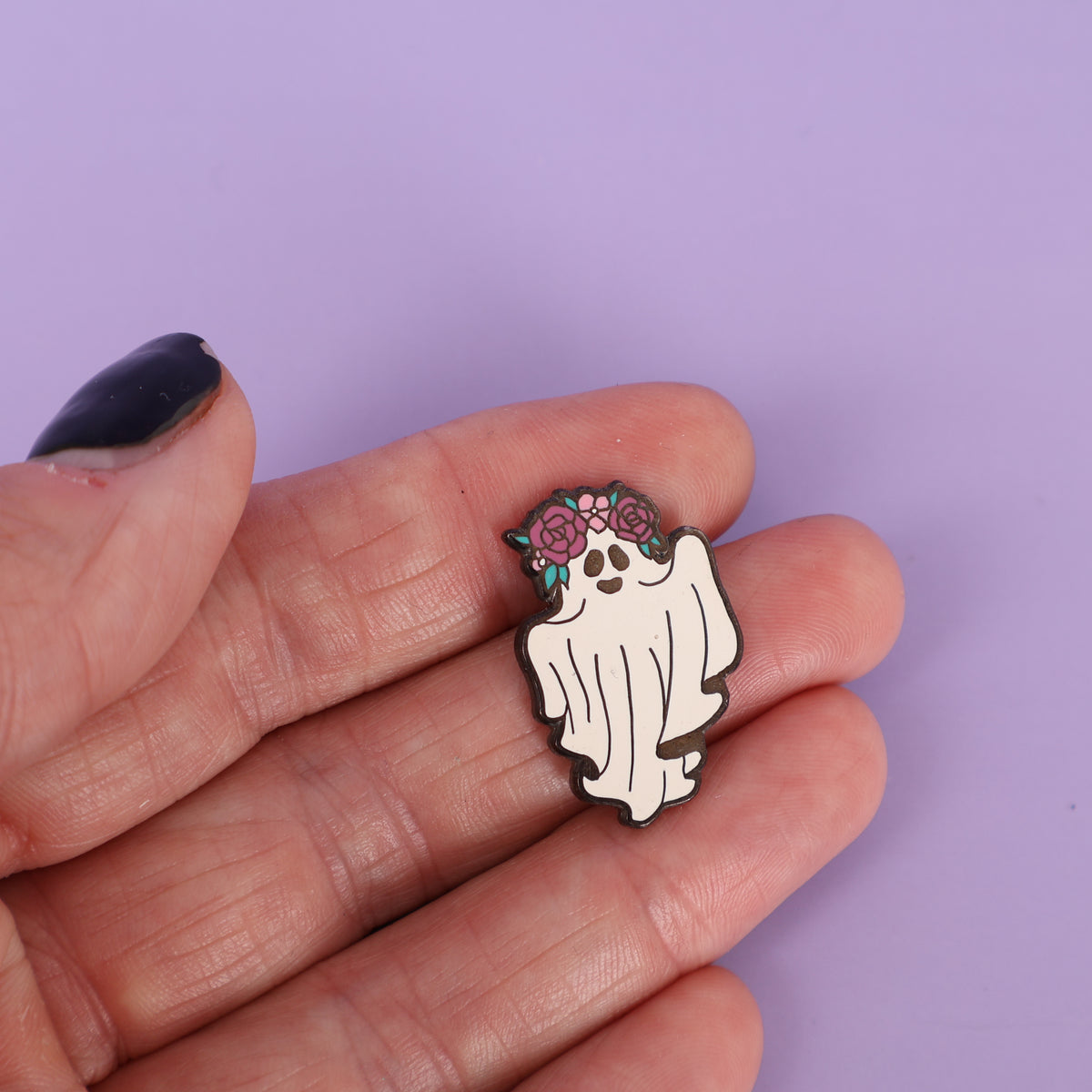 Flower Crown Ghost Sample Enamel Pin