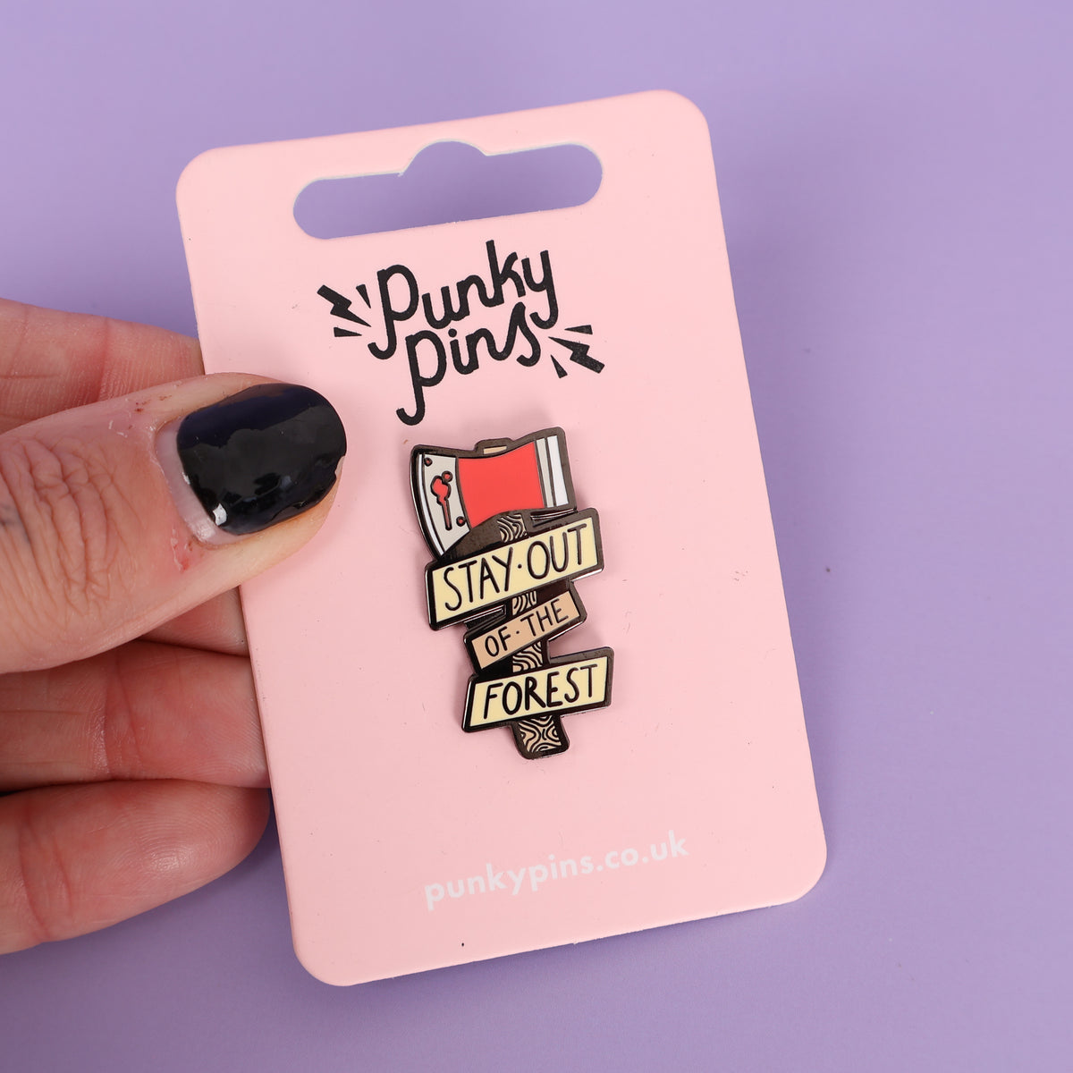 Stay Out Of The Forest Sample Enamel Pin