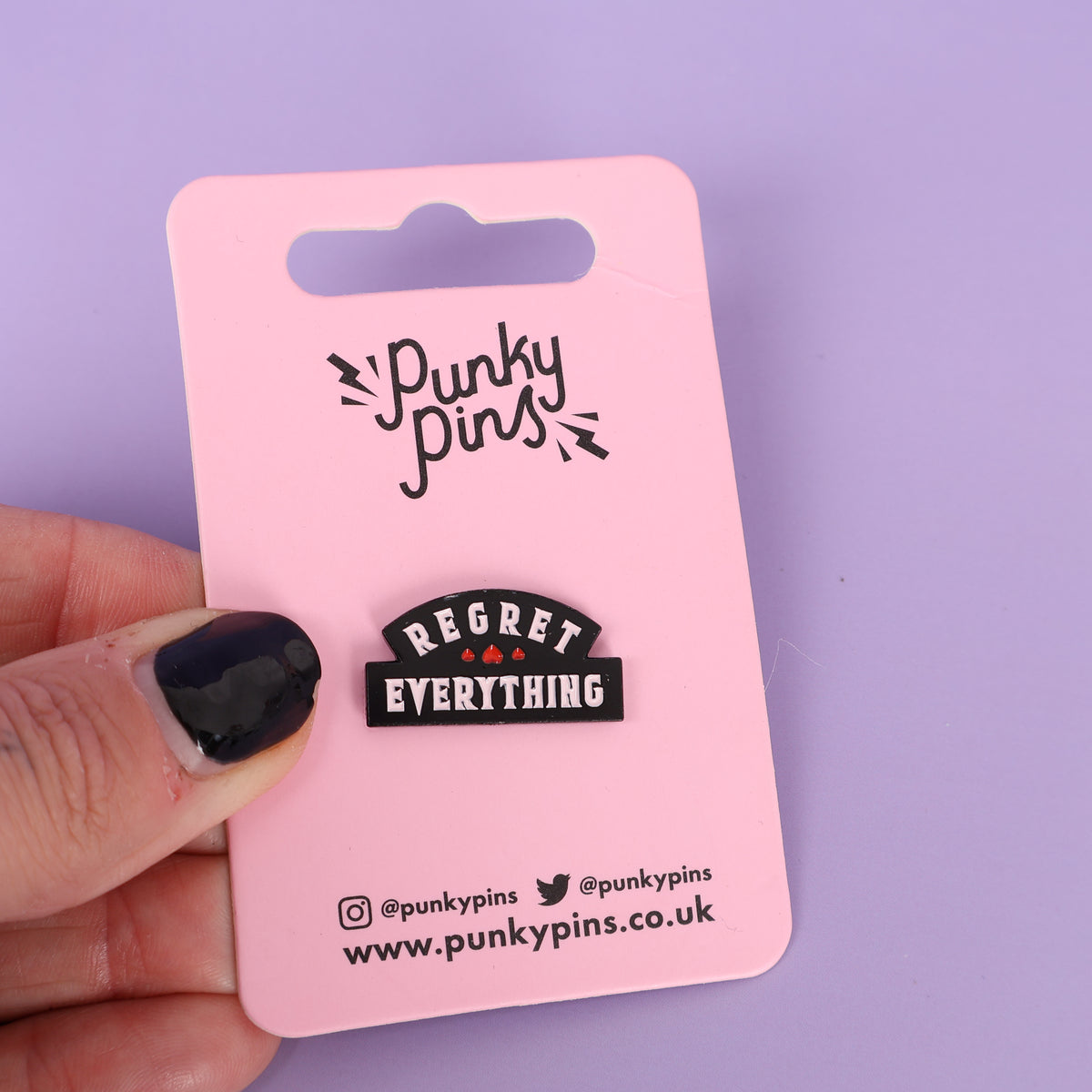 Regret Everything Sample Enamel Pin