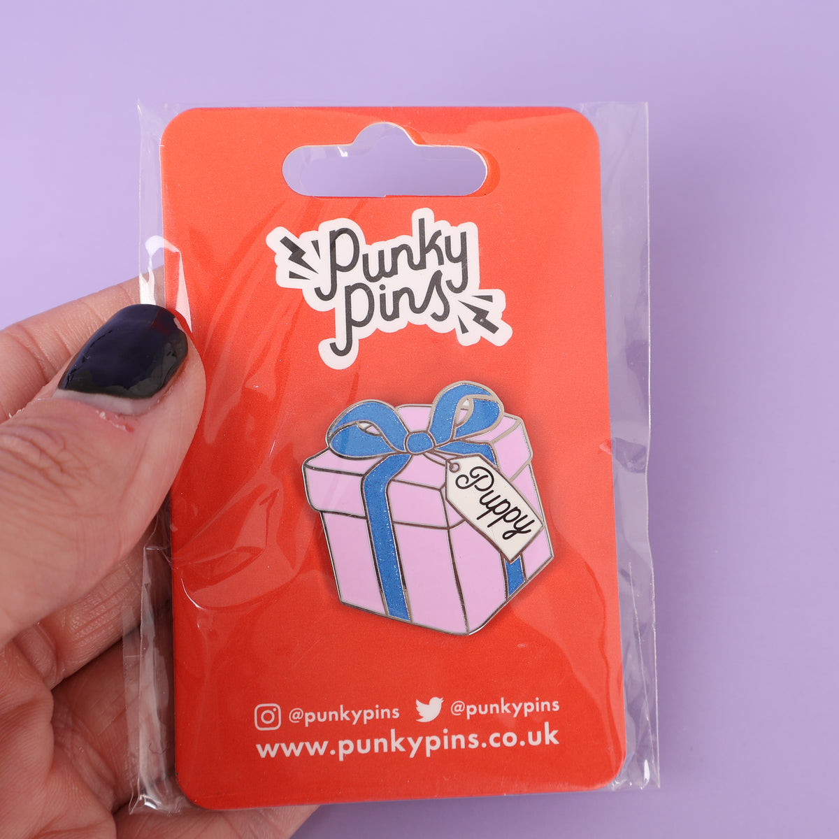 Puppy Present Sample Enamel Pin
