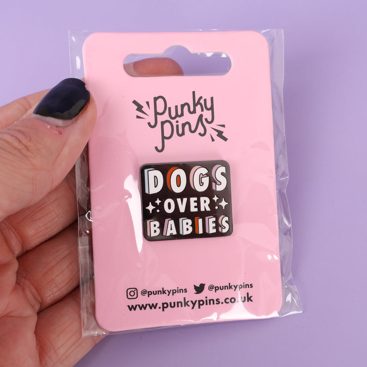 Dogs Over Babies Sample Enamel Pin
