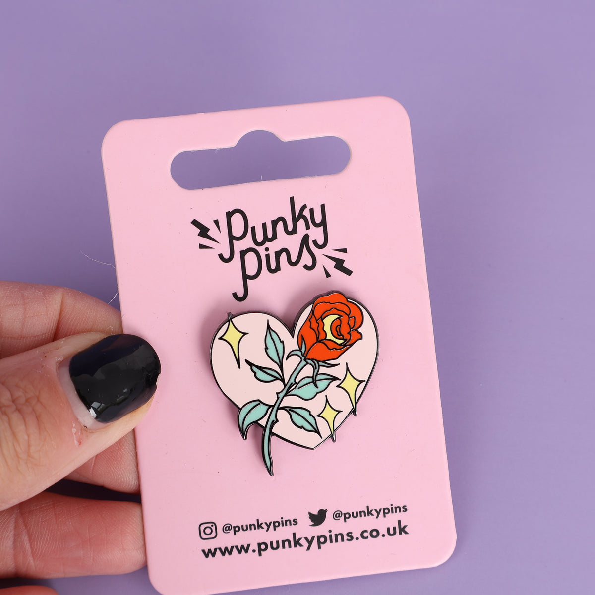Rose In Heart Enamel Pin - Sale