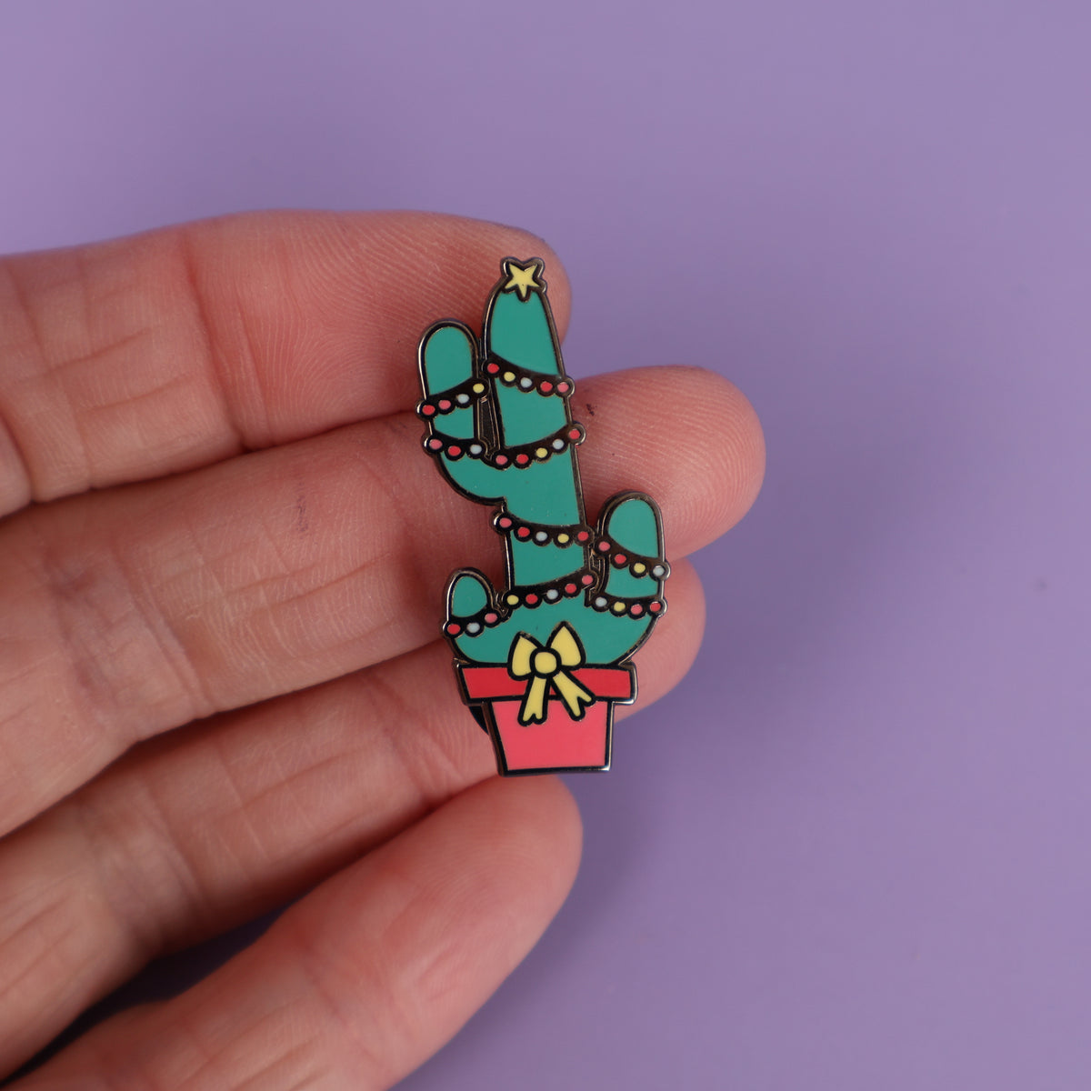 Christmas Cactus Enamel Pin - Sample Sale