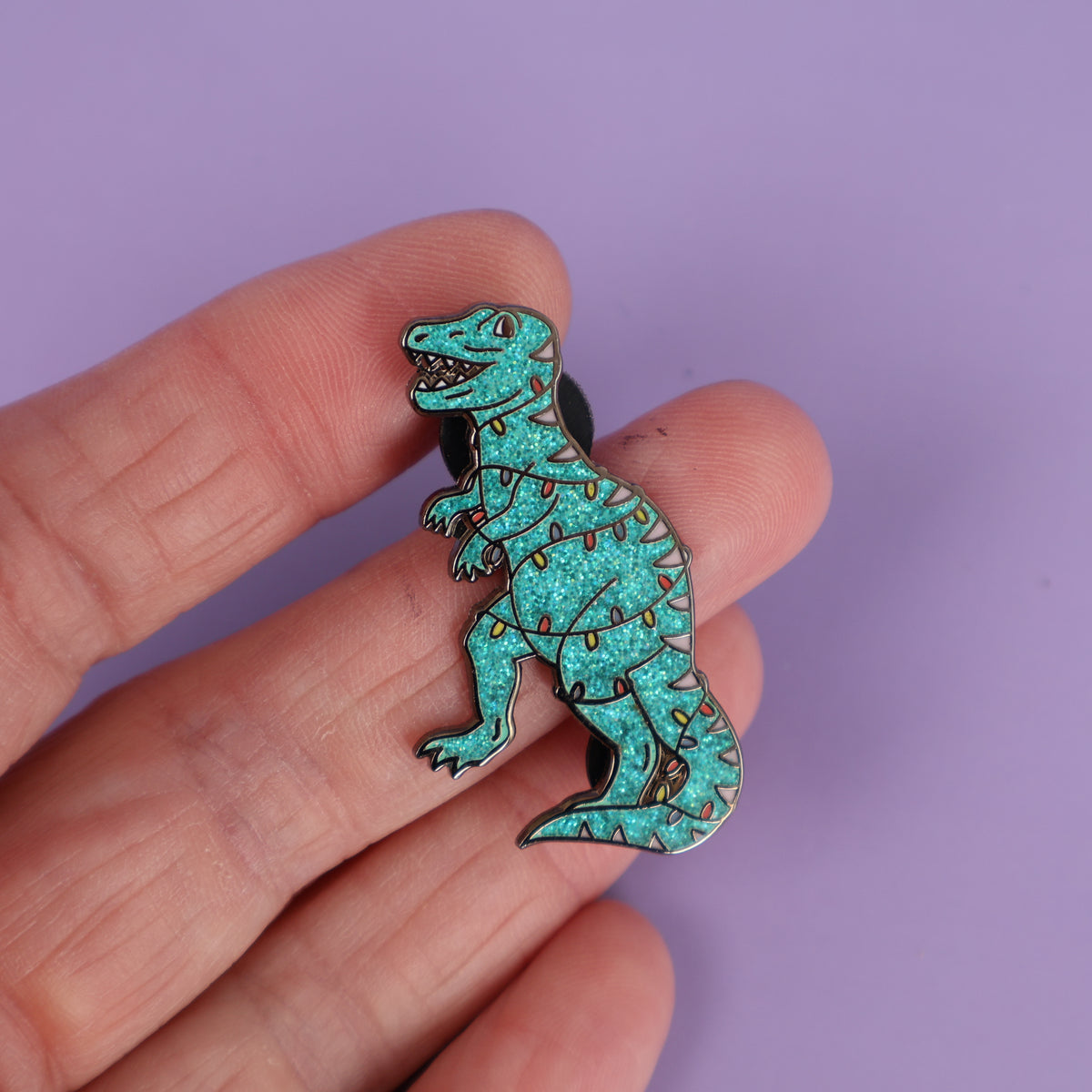 Christmas Dinosaur - Green Enamel Pin - Sample Sale