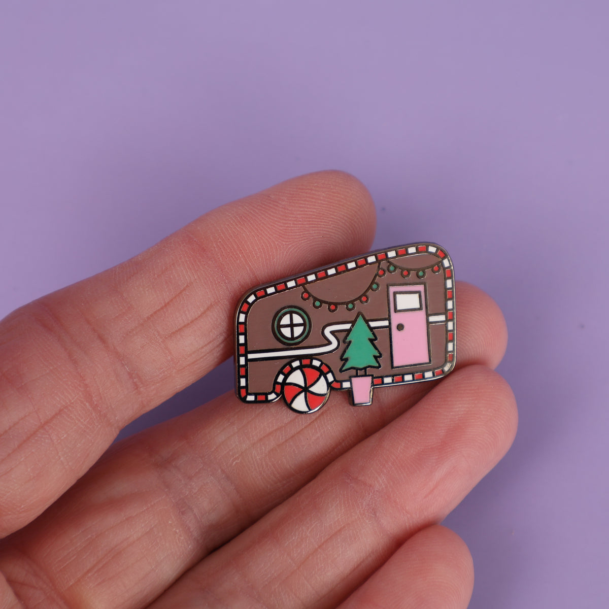 Gingerbread Caravan Enamel Pin - Sample Sale