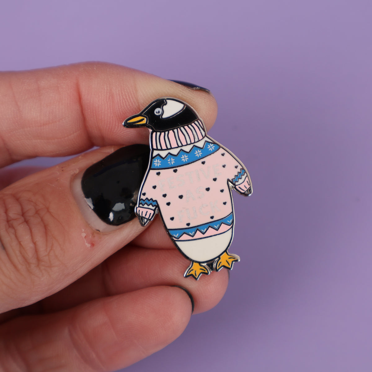 Festive AF Penguin Enamel Pin - Sample Sale