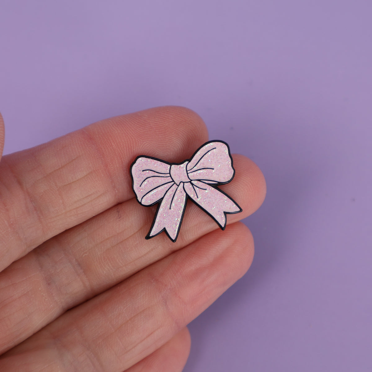 Pink Glitter Bow Enamel Pin - Sample Sale