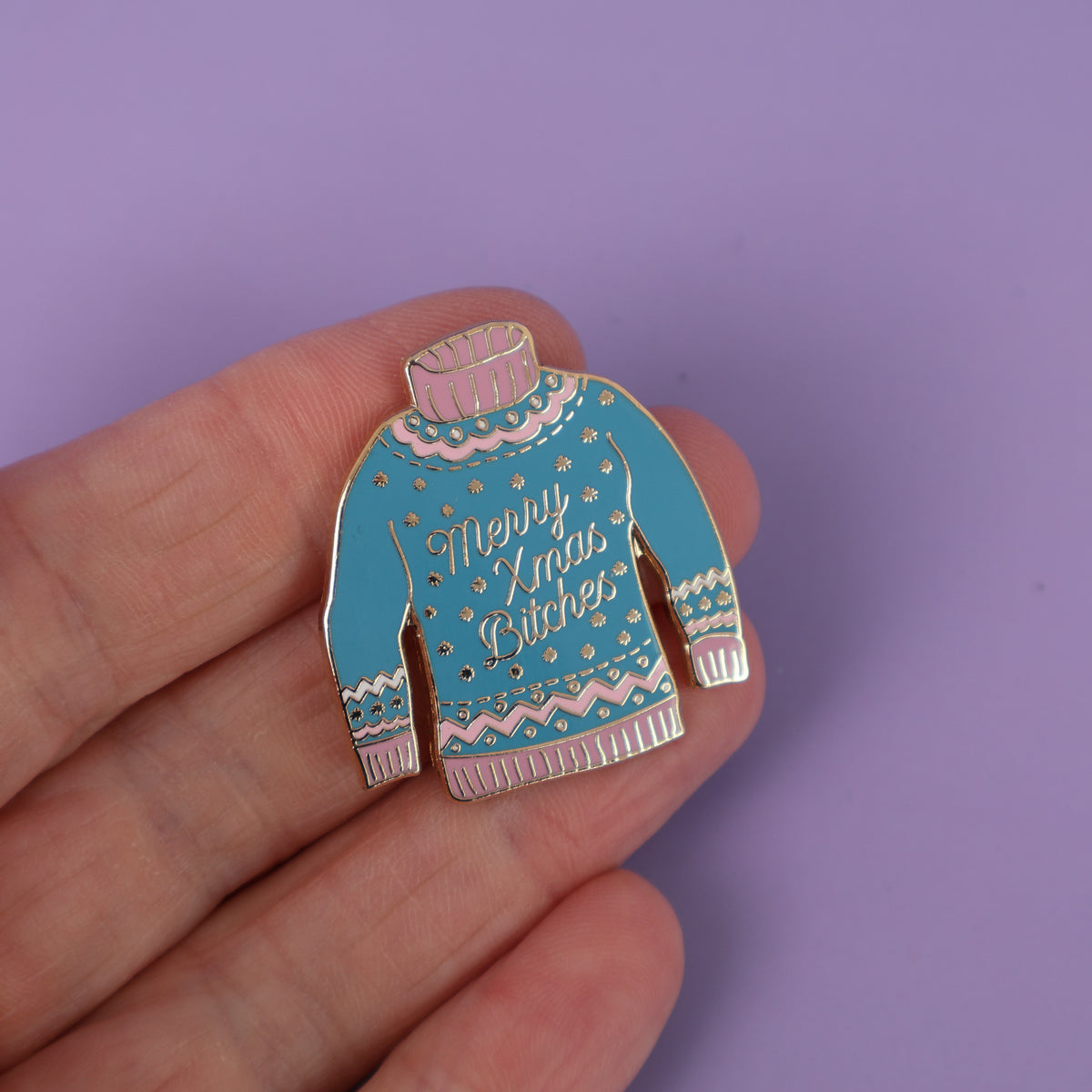 Merry Xmas Bitches Jumper Enamel Pin - Sample Sale