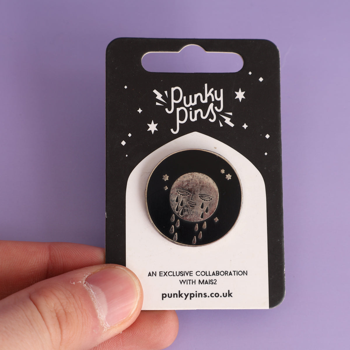 Crying Moon Face Enamel Pin - Sample Sale