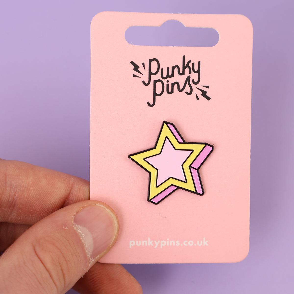 Pink And Yellow Star Enamel Pin - Sample Sale