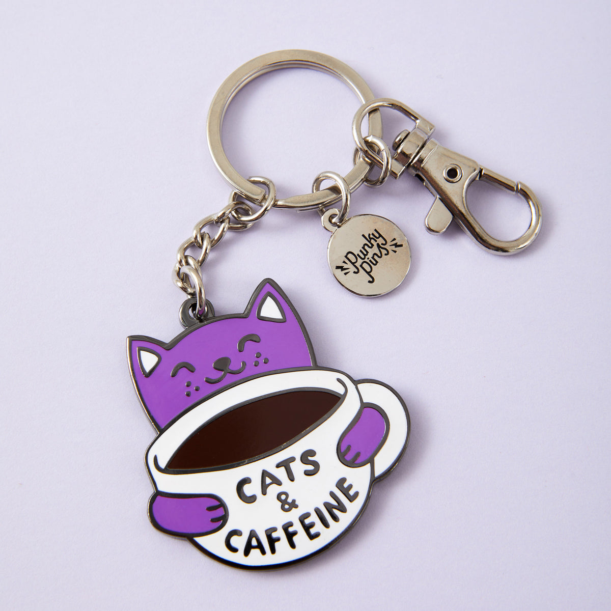 Cats & Caffeine Enamel Keyring