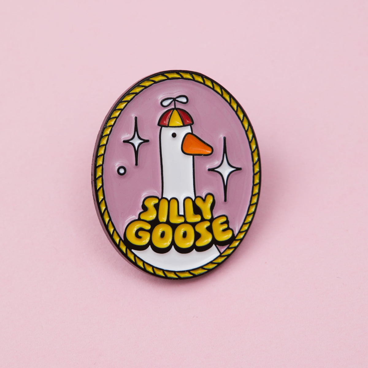 Silly Goose Oval Enamel Pin
