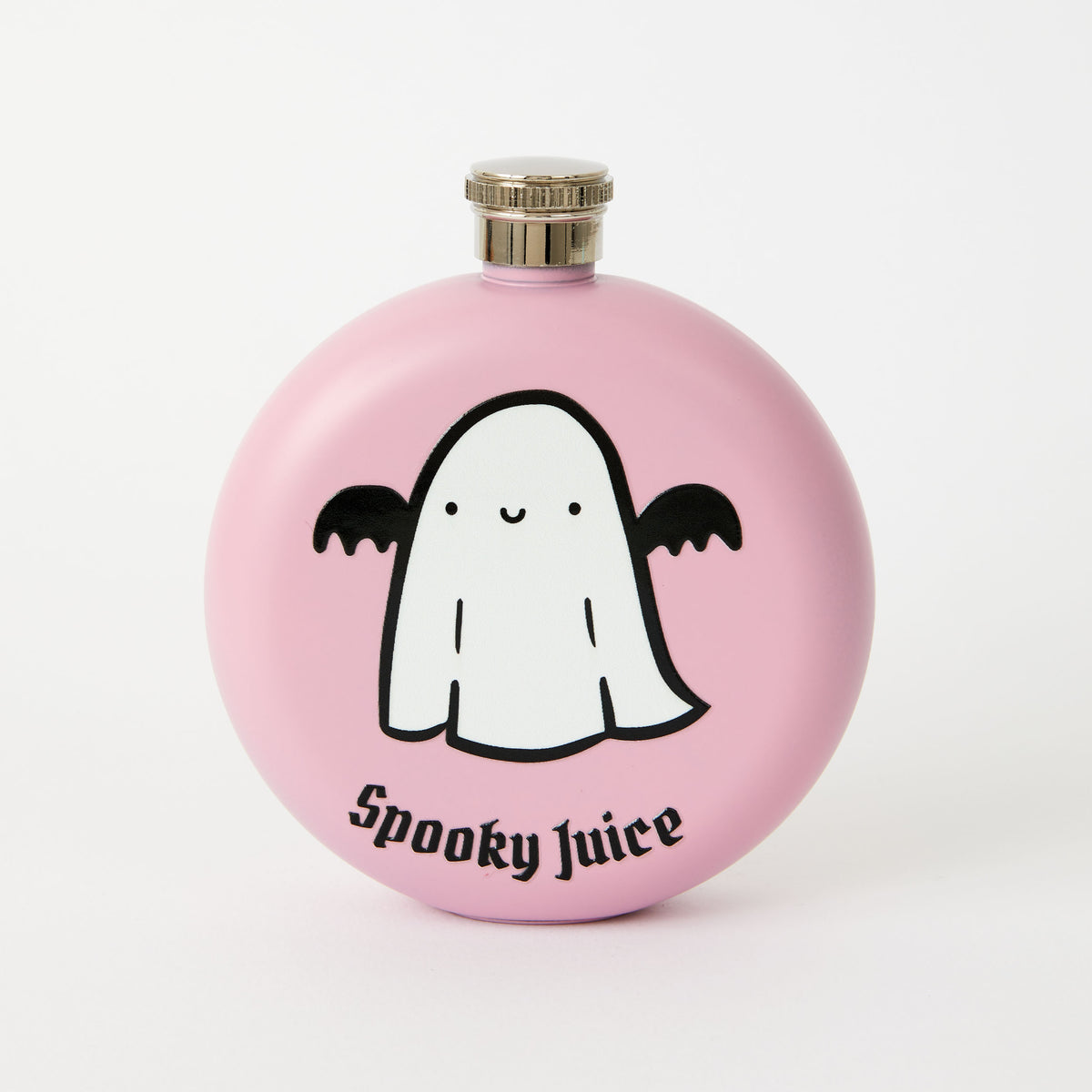 Spooky Juice Ghost Pink Round Hip Flask