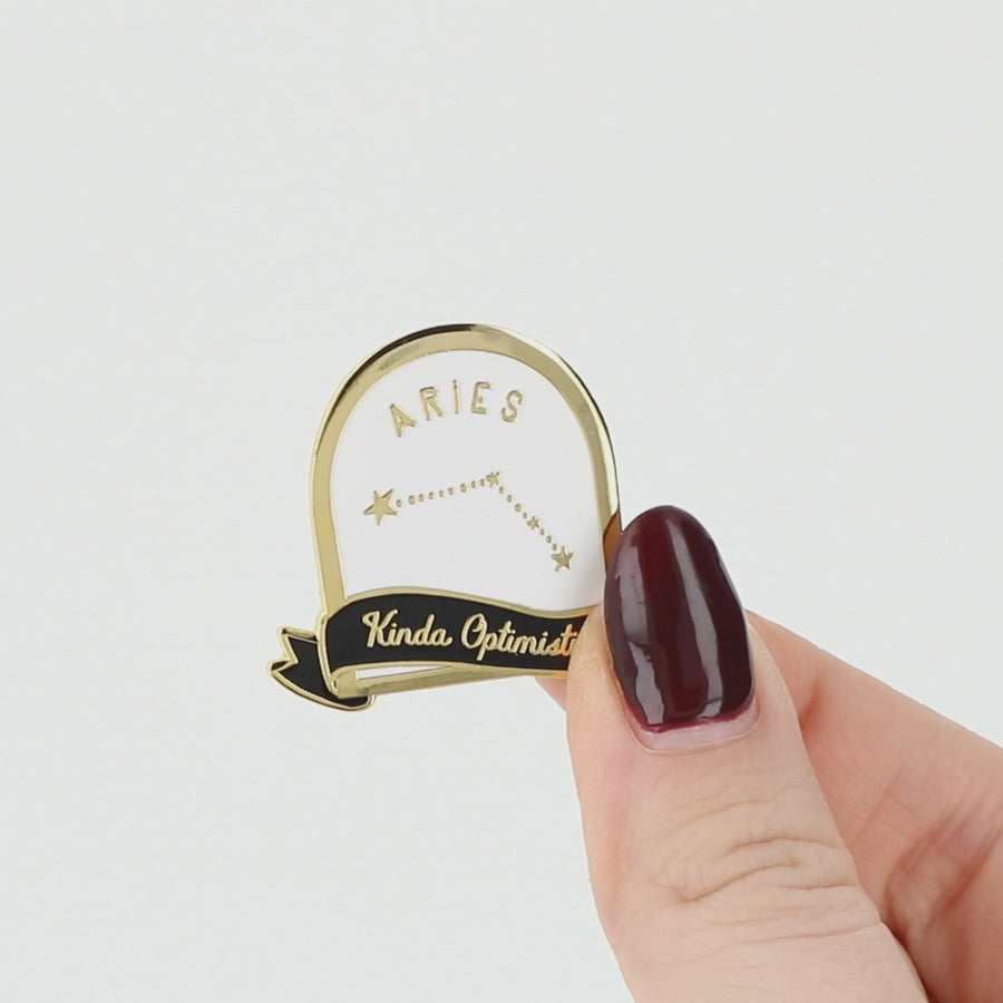 Aries Black and White Starsign Enamel Pin