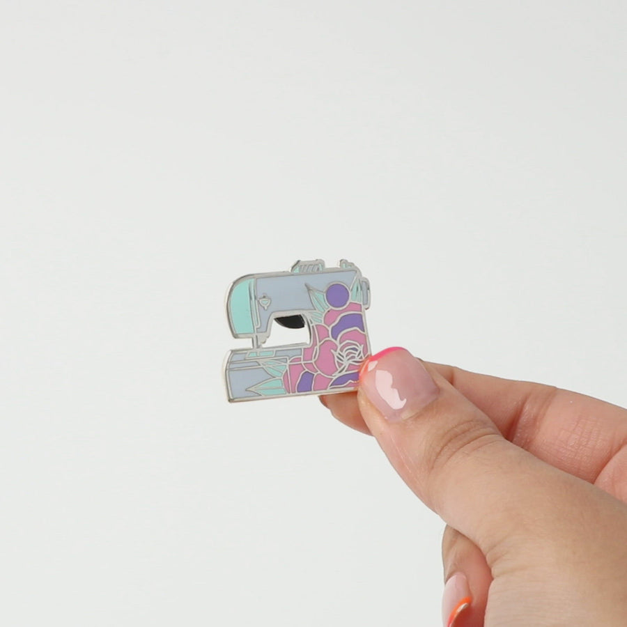 Floral Sewing Machine Enamel Pin