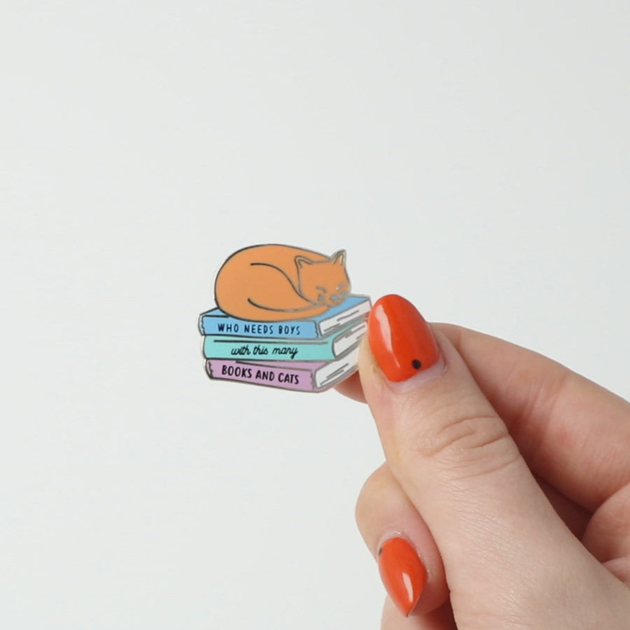 Who Needs Boys With This Many Books And Cats Enamel Pin