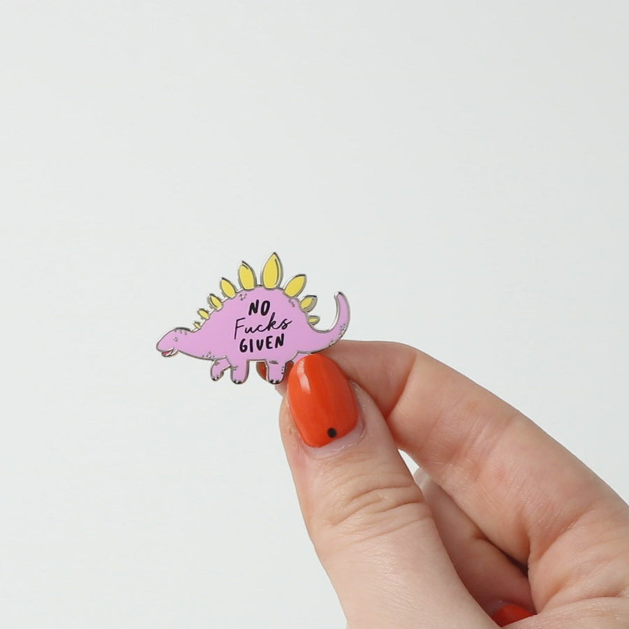 No Fucks Given Stegosaurus Dinosaur Enamel Pin