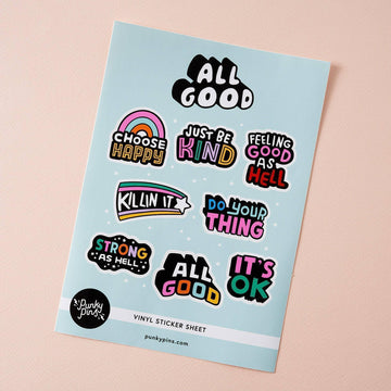 Punky Pins All Good A5 Vinyl Sticker Sheet