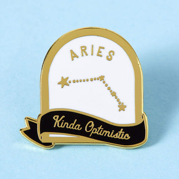 Punky Pins Aries Black and White Starsign Enamel Pin