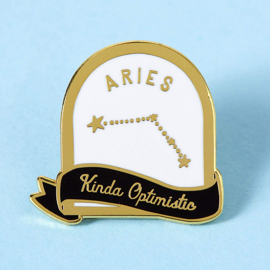 Punky Pins Aries Black and White Starsign Enamel Pin
