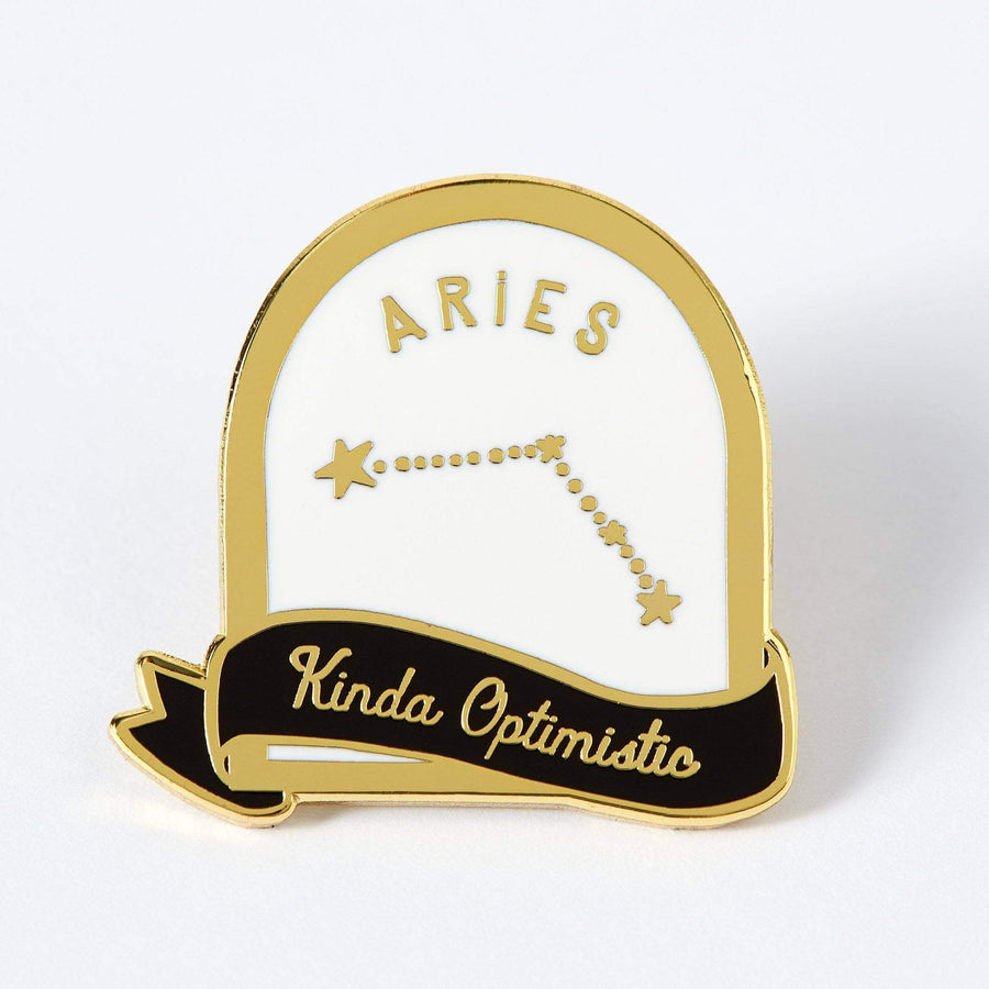Punky Pins Aries Black and White Starsign Enamel Pin