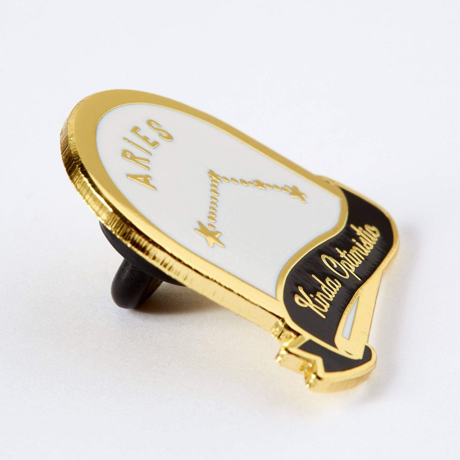 Punky Pins Aries Black and White Starsign Enamel Pin