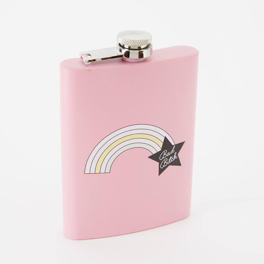 Punky Pins Bad Bitch Rainbow Hip Flask - Light Pink