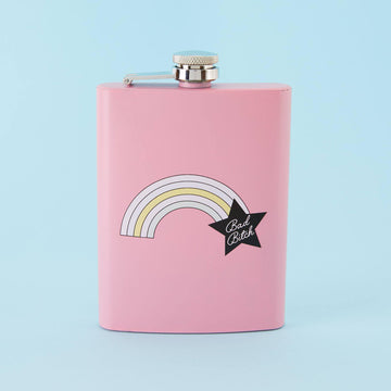 Punky Pins Bad Bitch Rainbow Hip Flask - Light Pink