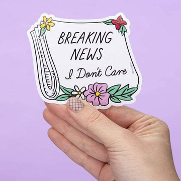 Punky Pins Breaking News, I Don't Care Die Cut Vinyl Sticker