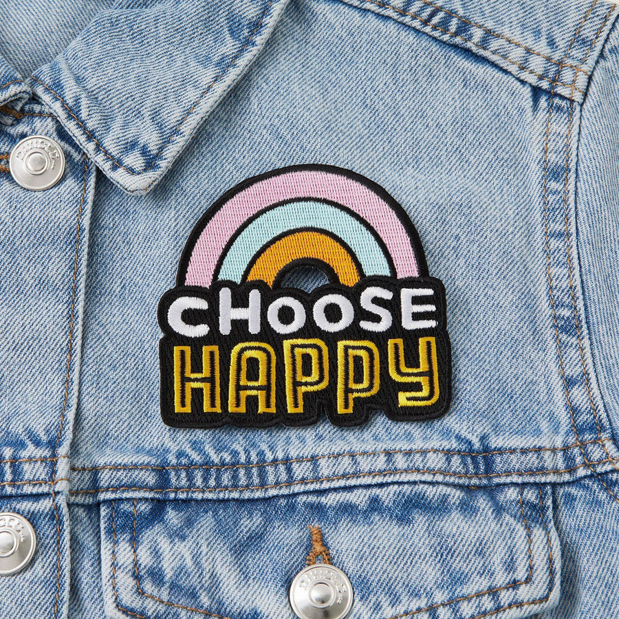 Punky Pins Choose Happy Embroidered Iron On Patch