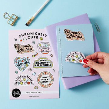 Punky Pins Chronically Cute A5 Vinyl Sticker Sheet