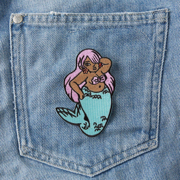 Punky Pins Chubby Mermaid Embroidered Iron On Patch