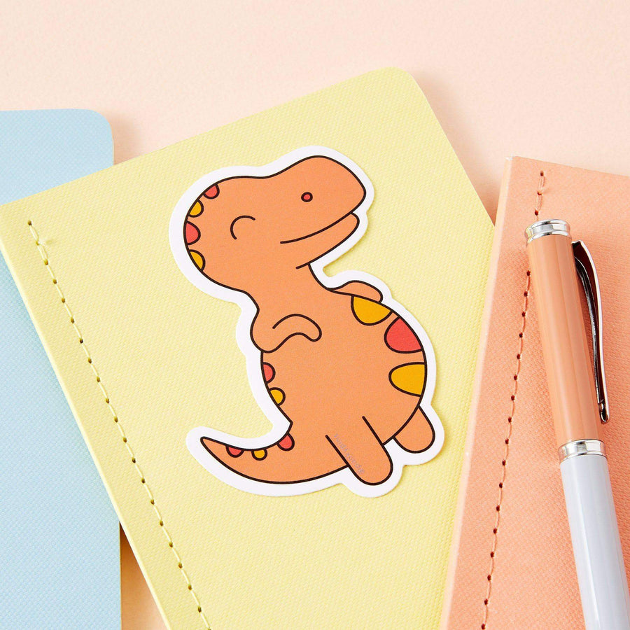 Chubby Orange Dinosaur Large Vinyl Sticker