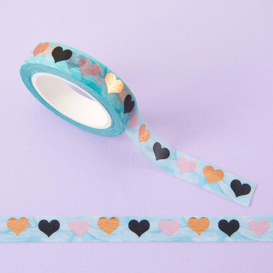 Punky Pins Coloured Hearts - Blue Washi Tape