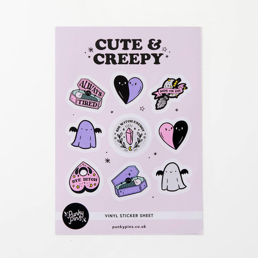 Punky Pins Cute & Creepy A5 Vinyl Sticker Sheet