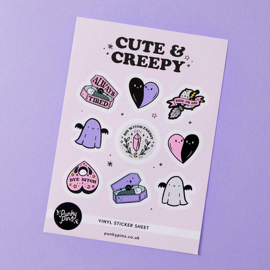 Punky Pins Cute & Creepy A5 Vinyl Sticker Sheet