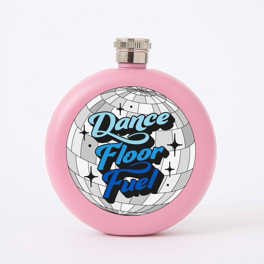 Punky Pins Dance Floor Fuel - Round Pink Hip Flask