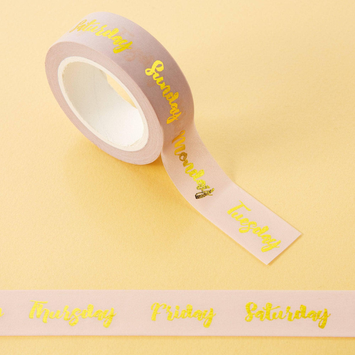 Punky Pins Days of the Week Gold Foil Pink Washi Tape