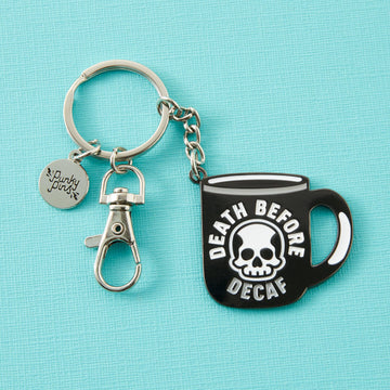 Punky Pins Death Before Decaf Hard Enamel Keyring