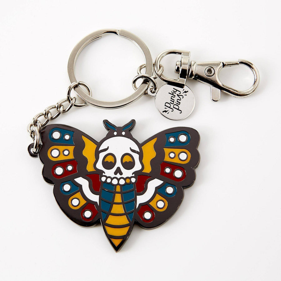 Punky Pins Death Head Moth Tattoo Enamel Keyring