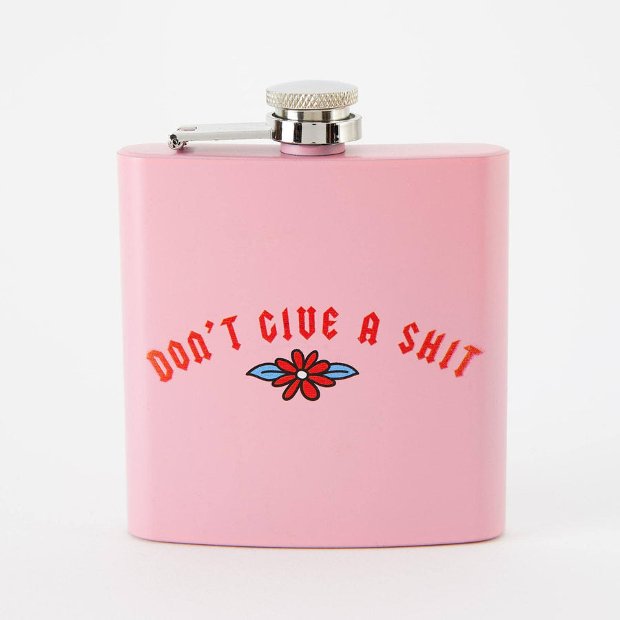 Punky Pins Don't Give A Shit Hip Flask - Light Pink